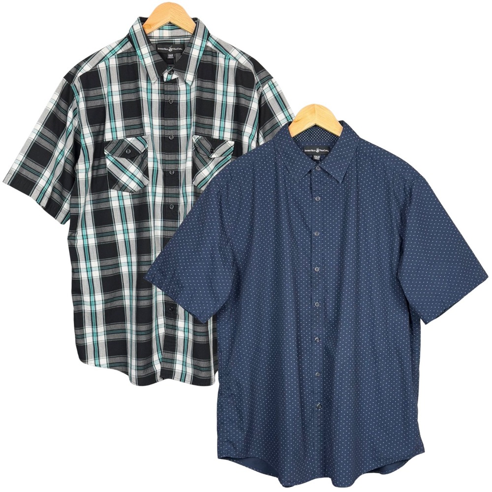 Beverly Hills Polo Club Button Up Shirt Lot of 2 Bundle Plaid Geometric Men 2XLB